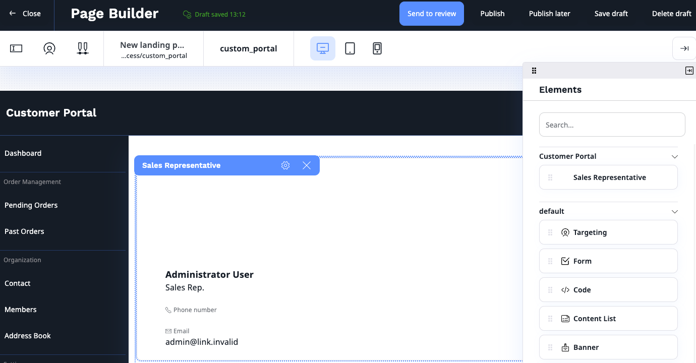 Page Builder for B2B portals Page Builder for B2B portals