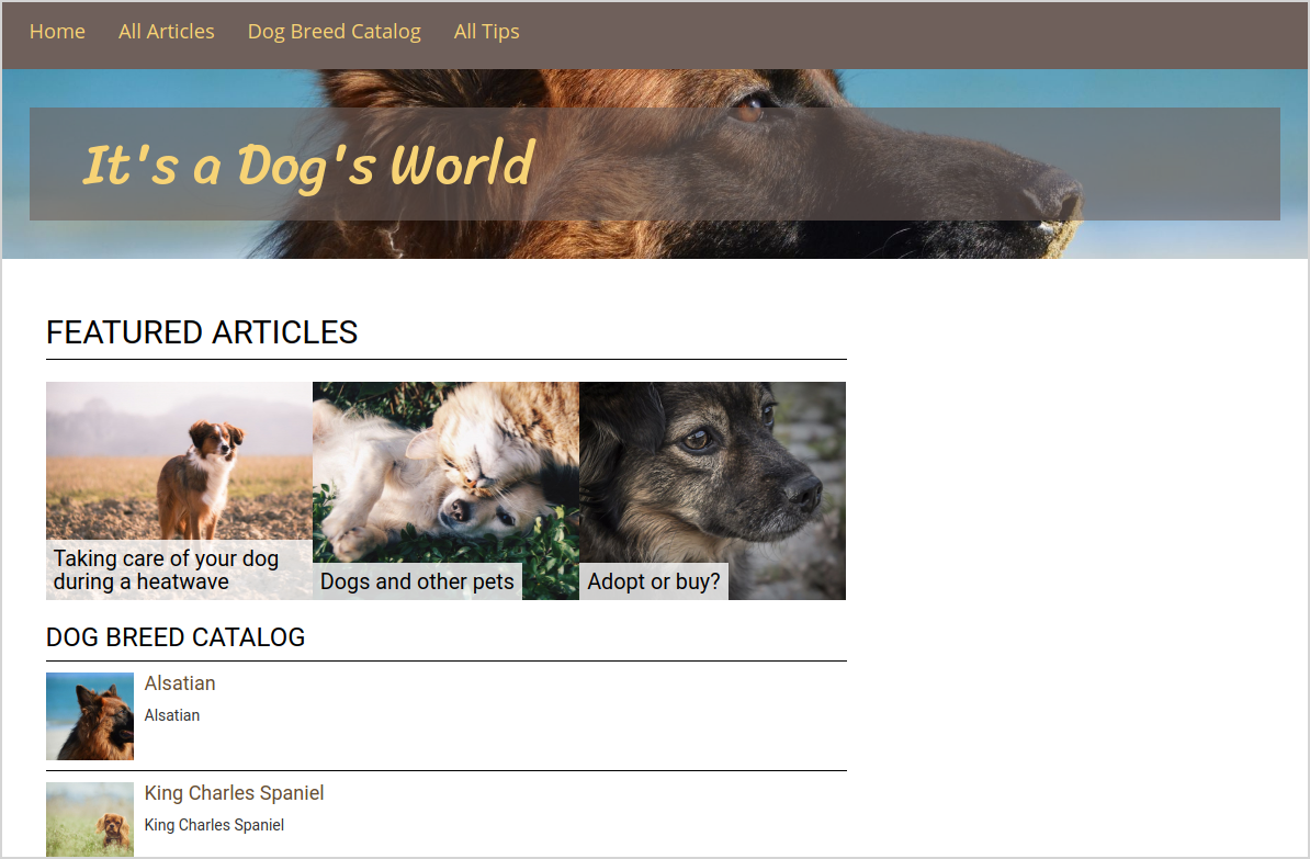 Front page after adding Featured Block